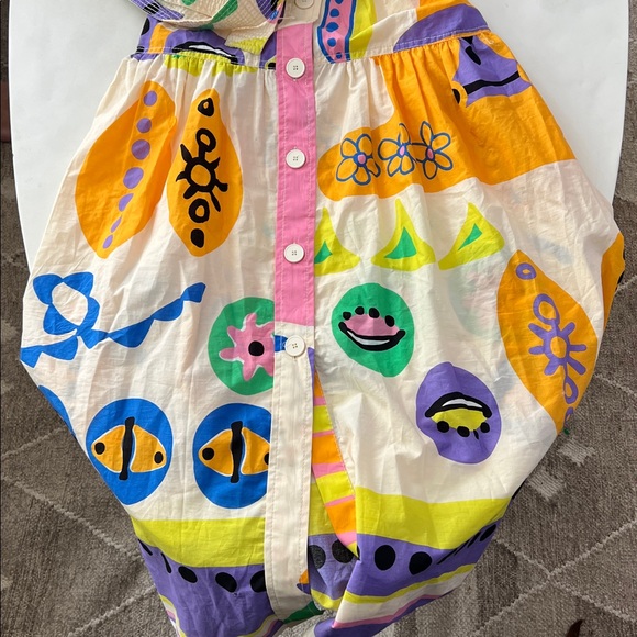 ZARA ABSTRACT COLORFUL PRINTED BUTTON DOWN MIDI DRESS XS - Picture 7 of 12